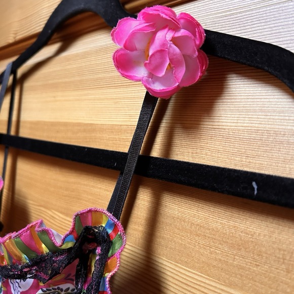 Valentines Day Womens Pink Skull Ribbon Lace Dress Size Medium Witchy Whimsygoth - Picture 9 of 12